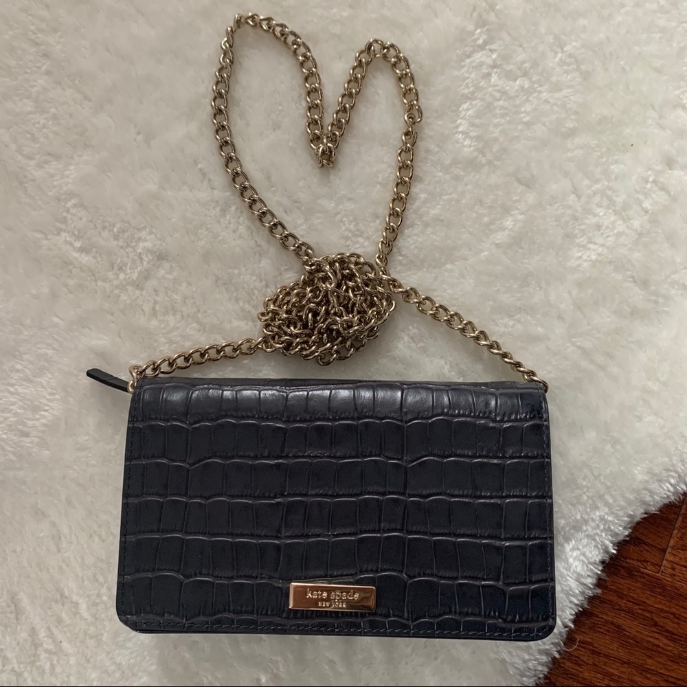 Kate Spade navy blue Wallet on chain